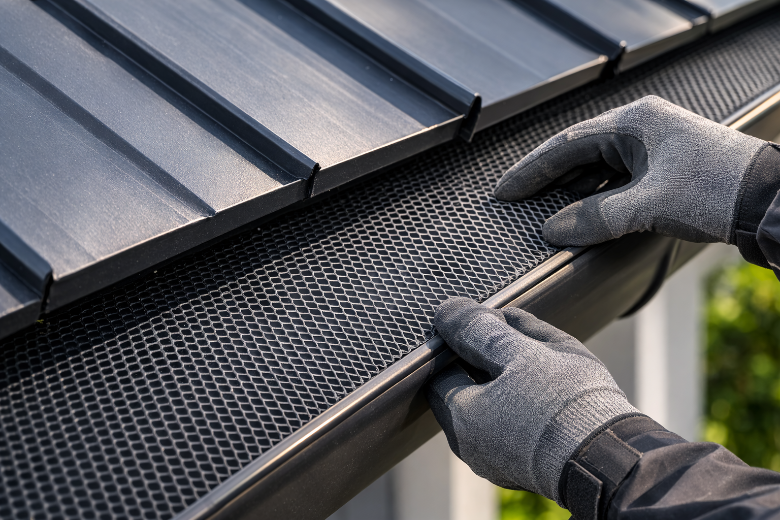 Gutter installation in progress